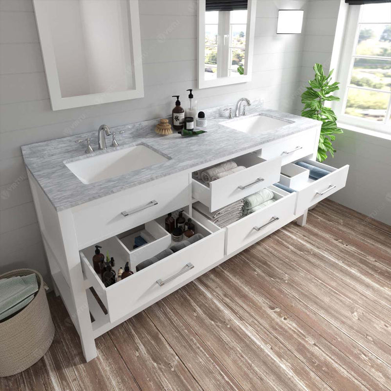 Modern Fittings Caroline Estate 72" Double Bath Vanity with Marble Top and Square Sinks