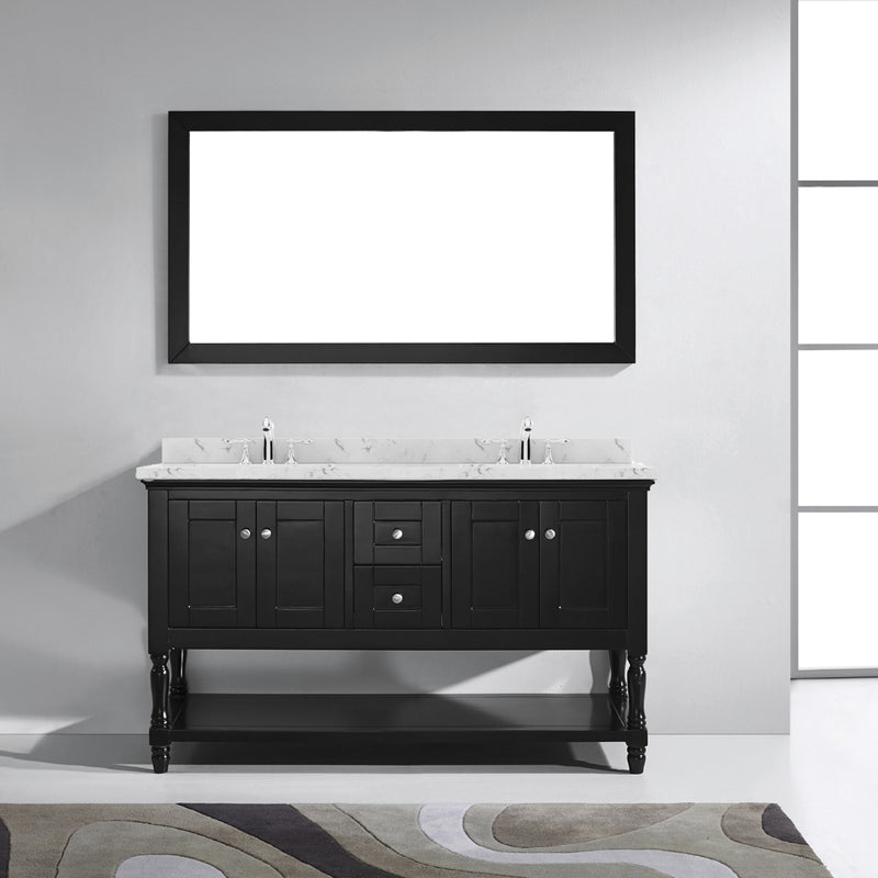 Modern Fittings Julianna 60" Double Bath Vanity with Cultured Marble Quartz Top and Round Sinks