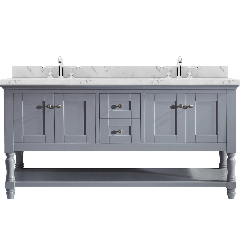 Modern Fittings Julianna 60" Double Bath Vanity with Cultured Marble Quartz Top and Round Sinks