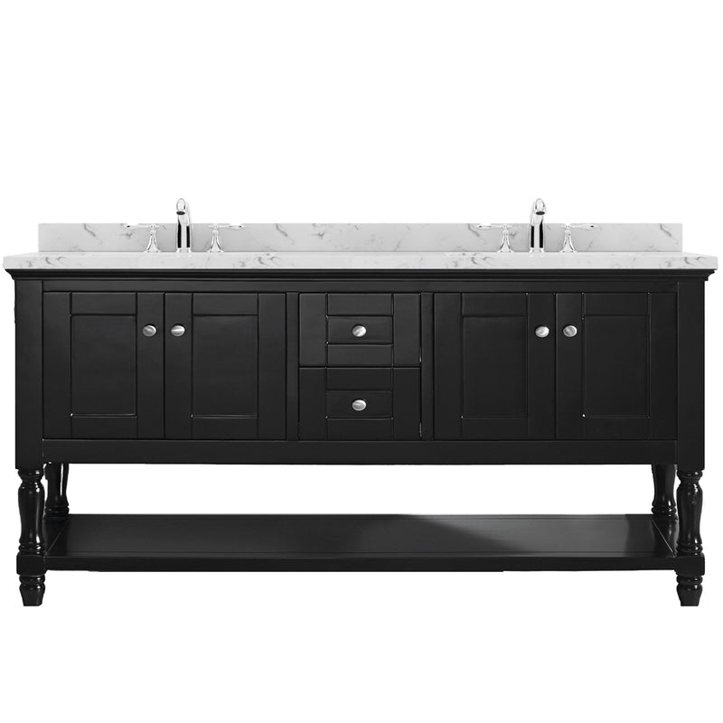 Modern Fittings Julianna 60" Double Bath Vanity with Cultured Marble Quartz Top and Square Sinks