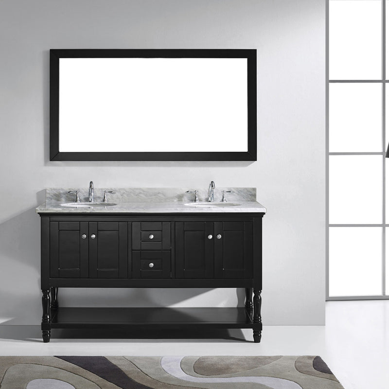 Modern Fittings Julianna 60" Double Bath Vanity with Marble Top and Round Sinks