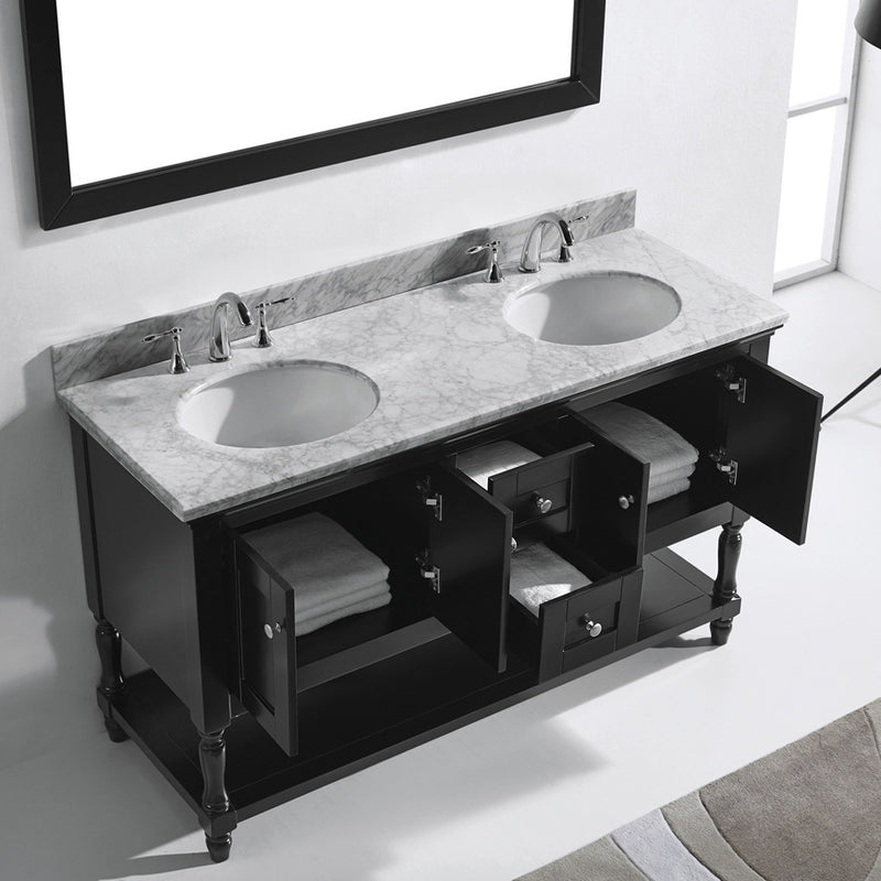 Modern Fittings Julianna 60" Double Bath Vanity with Marble Top and Round Sinks Faucets