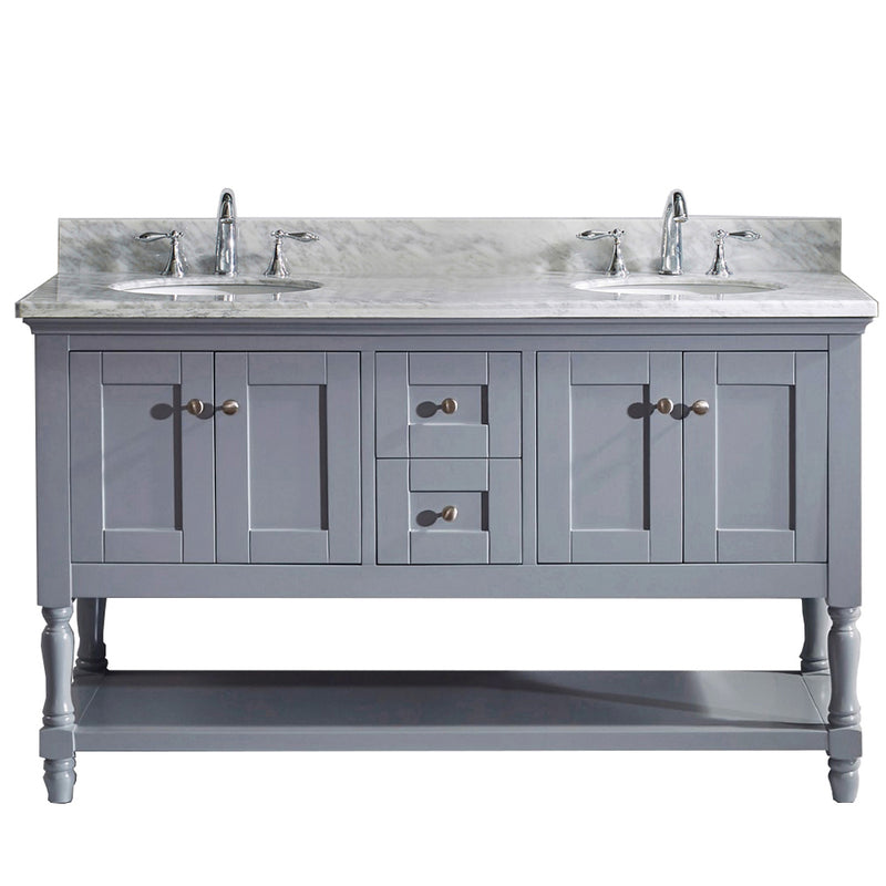 Modern Fittings Julianna 60" Double Bath Vanity with Marble Top and Round Sinks