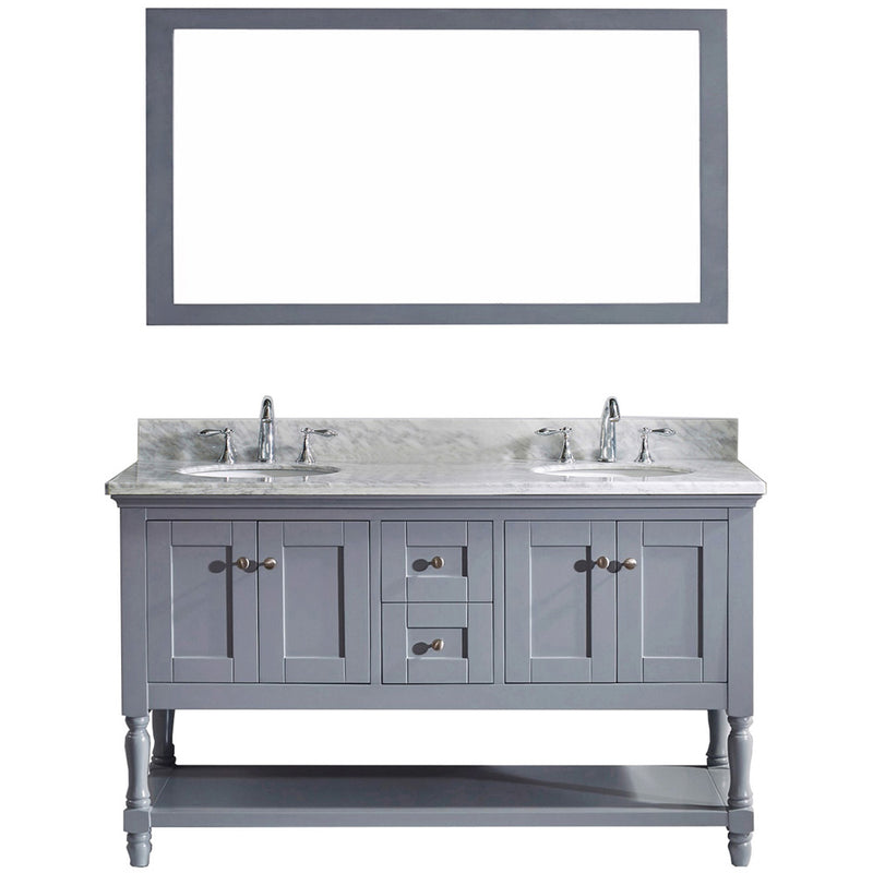 Modern Fittings Julianna 60" Double Bath Vanity with Marble Top and Round Sinks Faucets