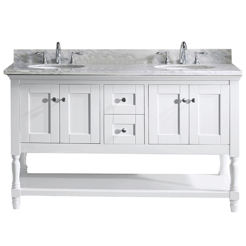 Modern Fittings Julianna 60" Double Bath Vanity with Marble Top and Round Sinks