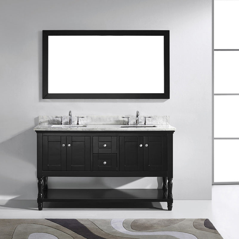 Modern Fittings Julianna 60" Double Bath Vanity with Marble Top and Square Sinks