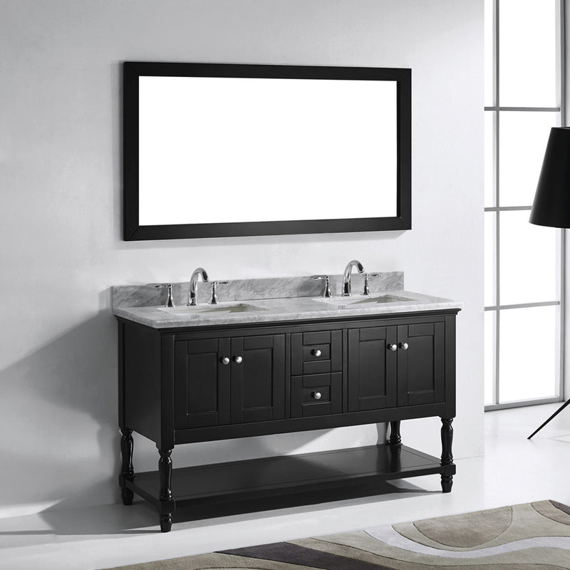 Modern Fittings Julianna 60" Double Bath Vanity with Marble Top and Square Sinks