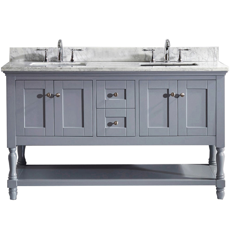 Modern Fittings Julianna 60" Double Bath Vanity with Marble Top and Square Sinks