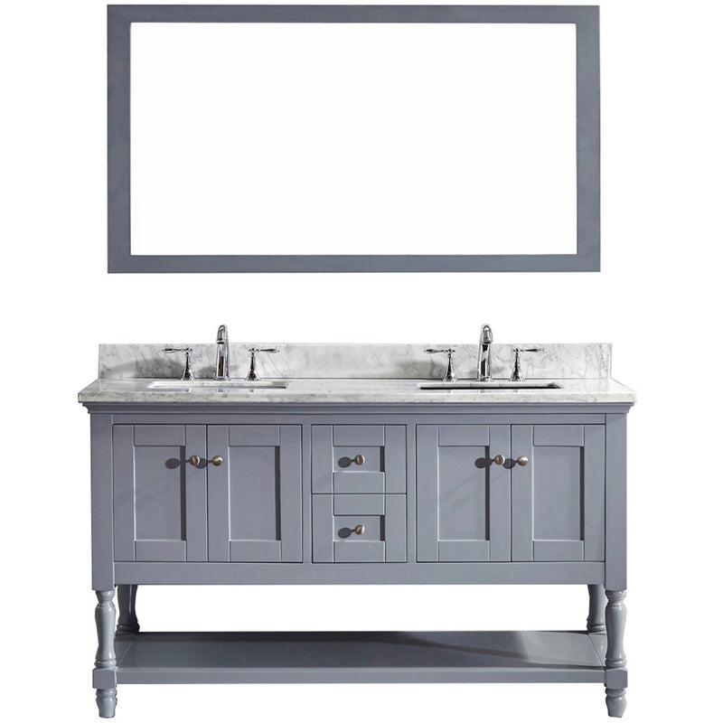 Modern Fittings Julianna 60" Double Bath Vanity with Marble Top and Square Sinks Faucets