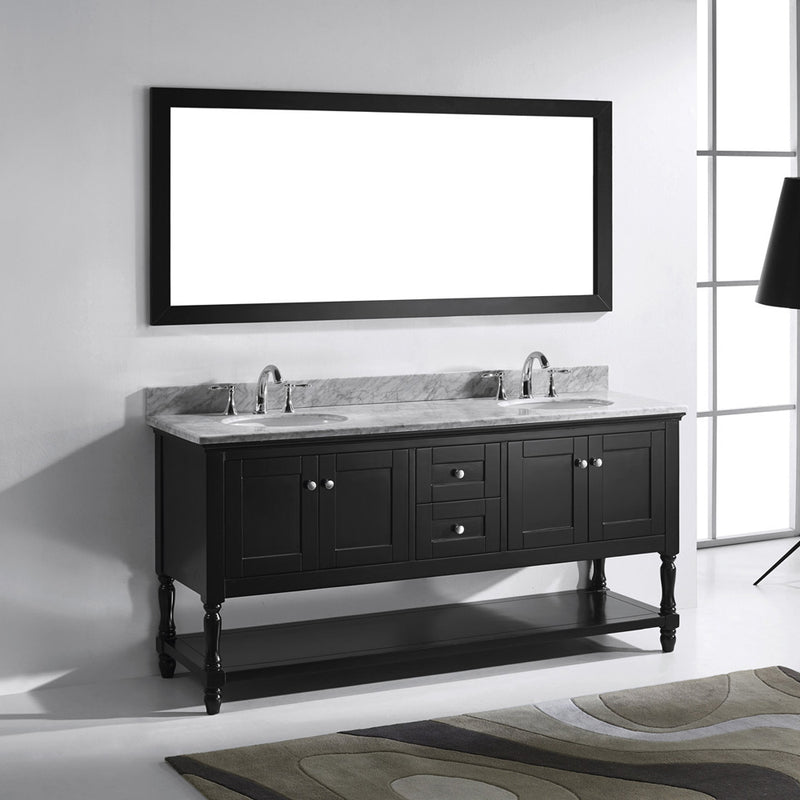 Modern Fittings Julianna 72" Double Bath Vanity with Marble Top and Sinks with Espresso