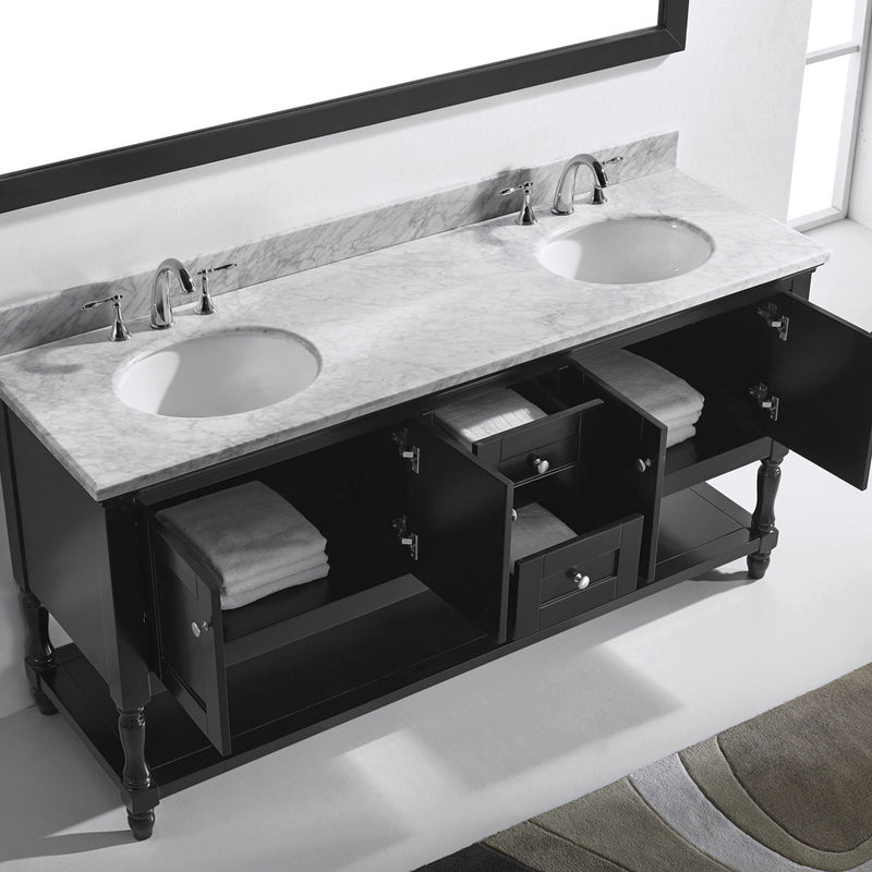 Modern Fittings Julianna 72" Double Bath Vanity with Marble Top and Sinks with Espresso