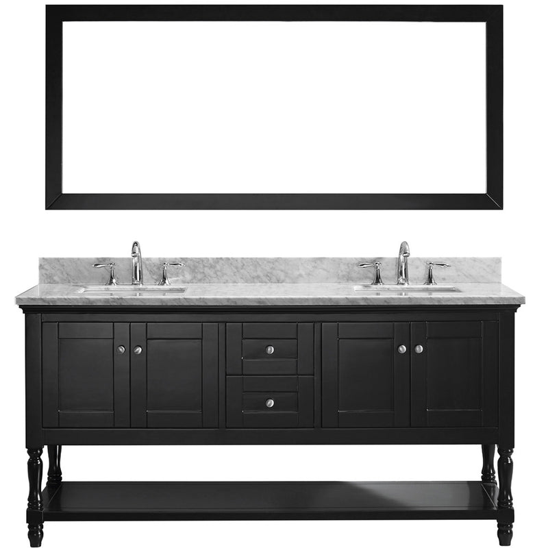 Modern Fittings Julianna 72" Double Bath Vanity with Marble Top and Sinks with Espresso