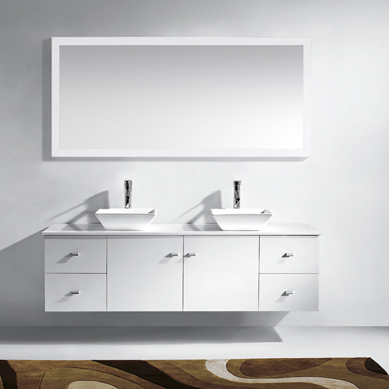 Modern Fittings Clarissa 72" Double Bath Vanity with Engineered Stone Top and Square Sinks Faucets