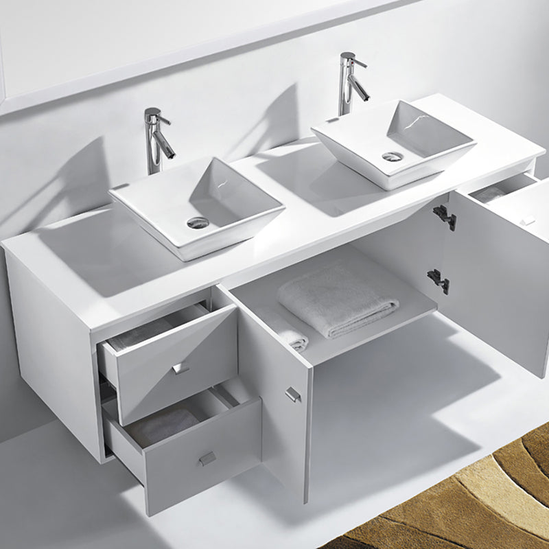 Modern Fittings Clarissa 72" Double Bath Vanity with Engineered Stone Top and Square Sinks