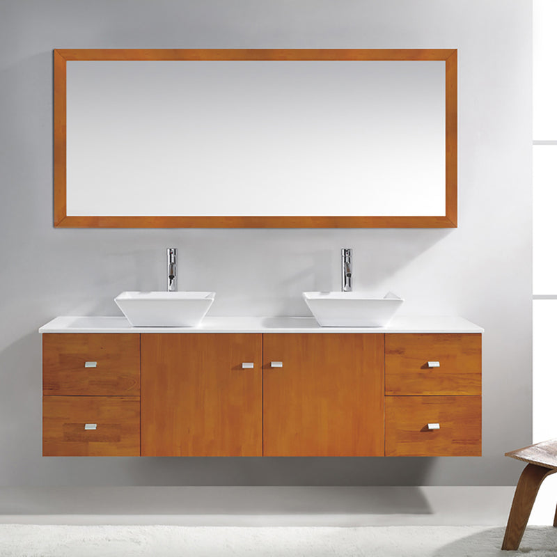 Modern Fittings Clarissa 72" Double Bath Vanity in Honey Oak with Engineered Stone Top and Square Sinks