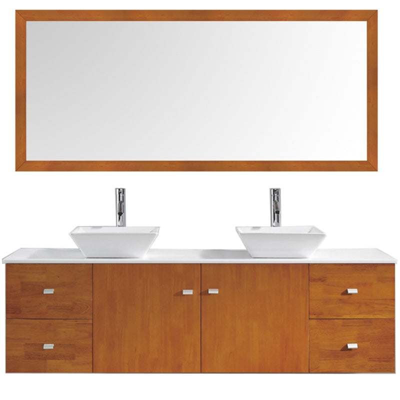 Modern Fittings Clarissa 72" Double Bath Vanity in Honey Oak with Engineered Stone Top and Square Sinks