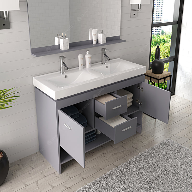 Modern Fittings Gloria 48" Double Bath Vanity with Ceramic Top and Integrated Square Sinks Faucets