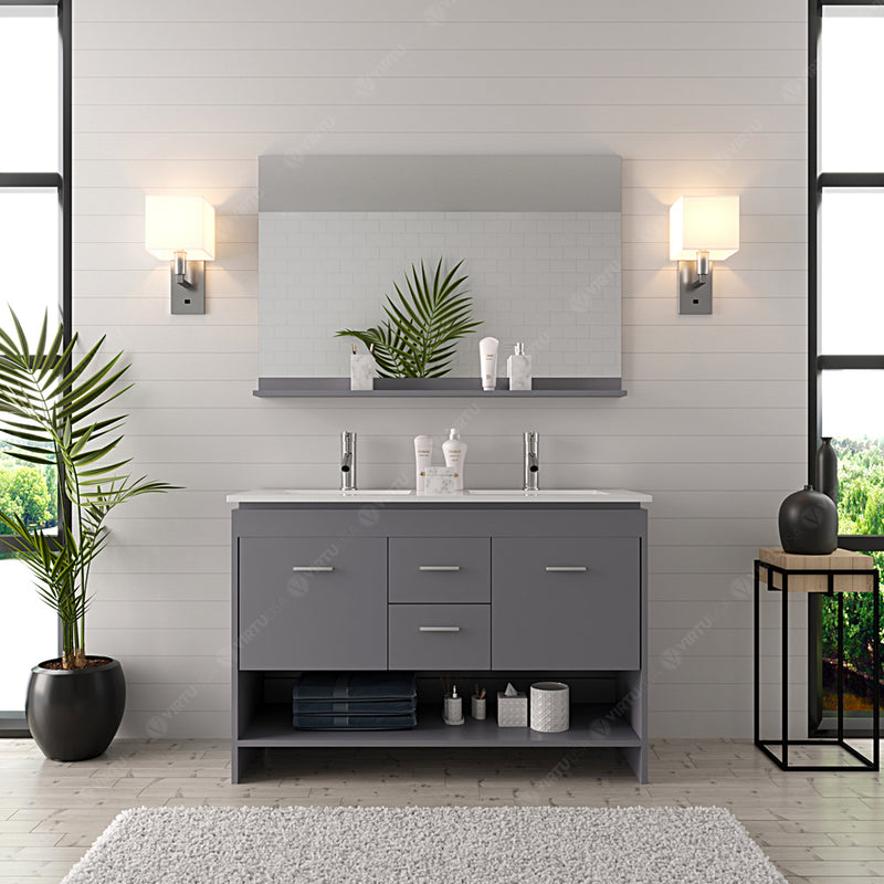 Modern Fittings Gloria 48" Double Bath Vanity with White Ceramic Top and Integrated Square Sinks