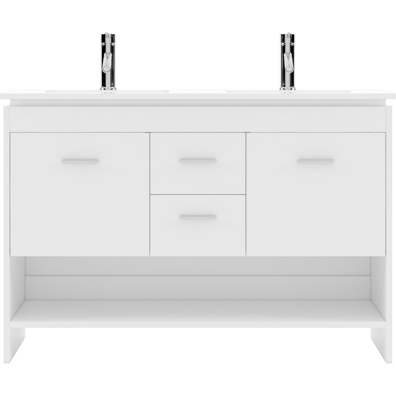 Modern Fittings Gloria 48" Double Bath Vanity with White Ceramic Top and Integrated Square Sinks