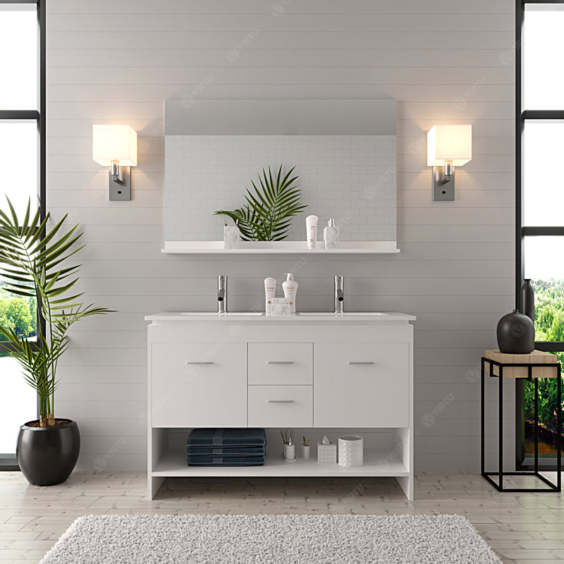 Modern Fittings Gloria 48" Double Bath Vanity with White Ceramic Top and Integrated Square Sinks