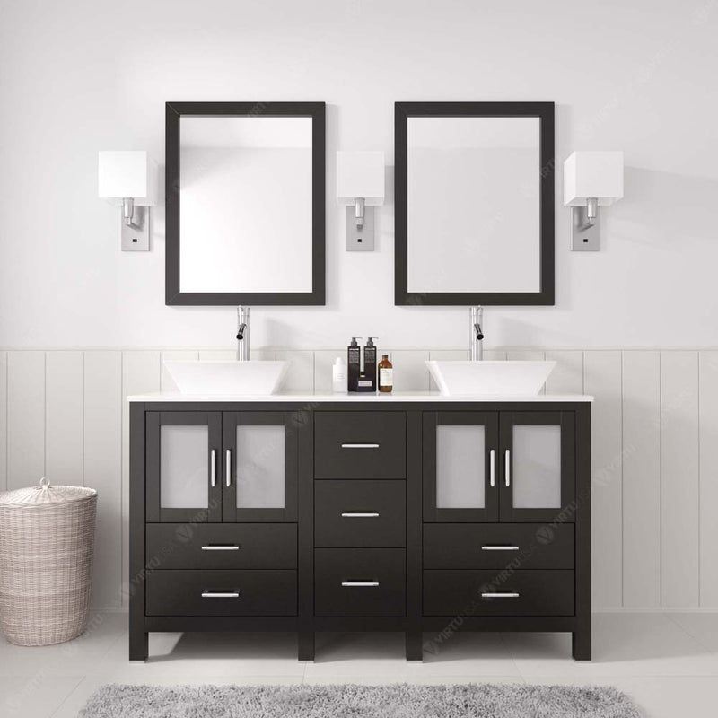 Modern Fittings Bradford 60" Double Bath Vanity with Engineered Stone Top and Square Sinks