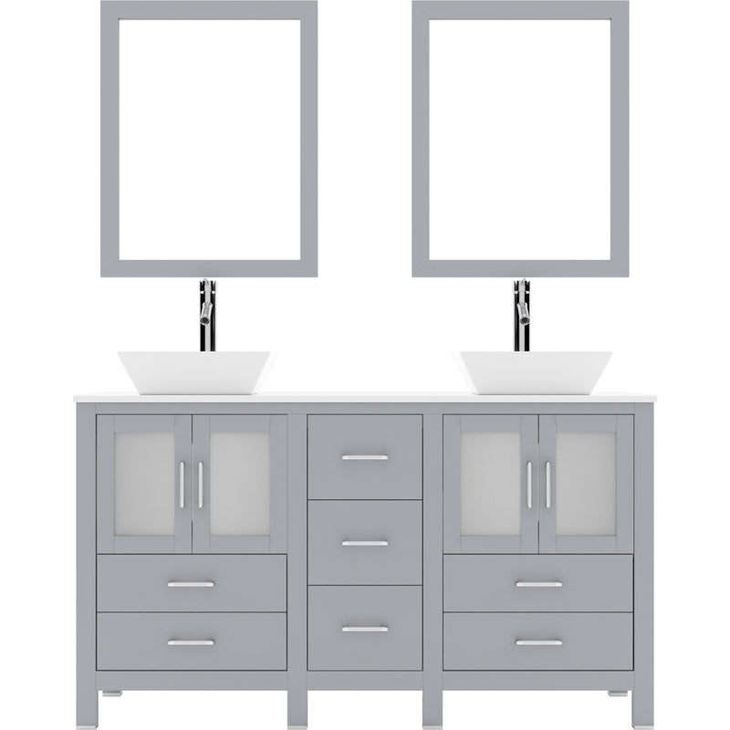 Modern Fittings Bradford 60" Double Bath Vanity with Engineered Stone Top and Square Sinks Faucets