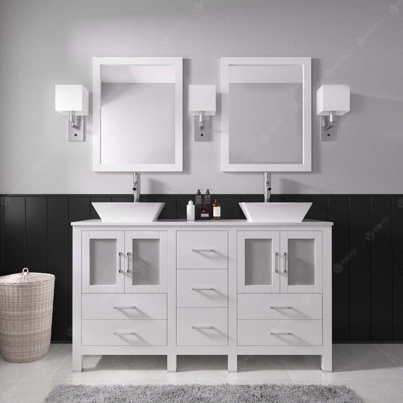 Modern Fittings Bradford 60" Double Bath Vanity with Engineered Stone Top and Square Sinks