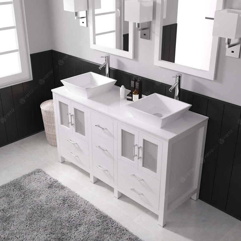 Modern Fittings Bradford 60" Double Bath Vanity with Engineered Stone Top and Square Sinks