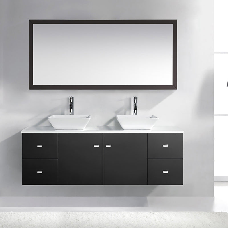 Modern Fittings Clarissa 61" Double Bath Vanity with Engineered Stone Top and Square Sinks with Mirror