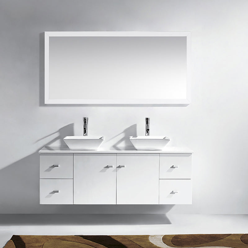 Modern Fittings Clarissa 61" Double Bath Vanity with Engineered Stone Top and Square Sinks Faucets