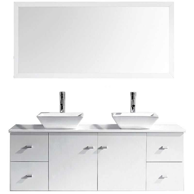 Modern Fittings Clarissa 61" Double Bath Vanity with Engineered Stone Top and Square Sinks Faucets