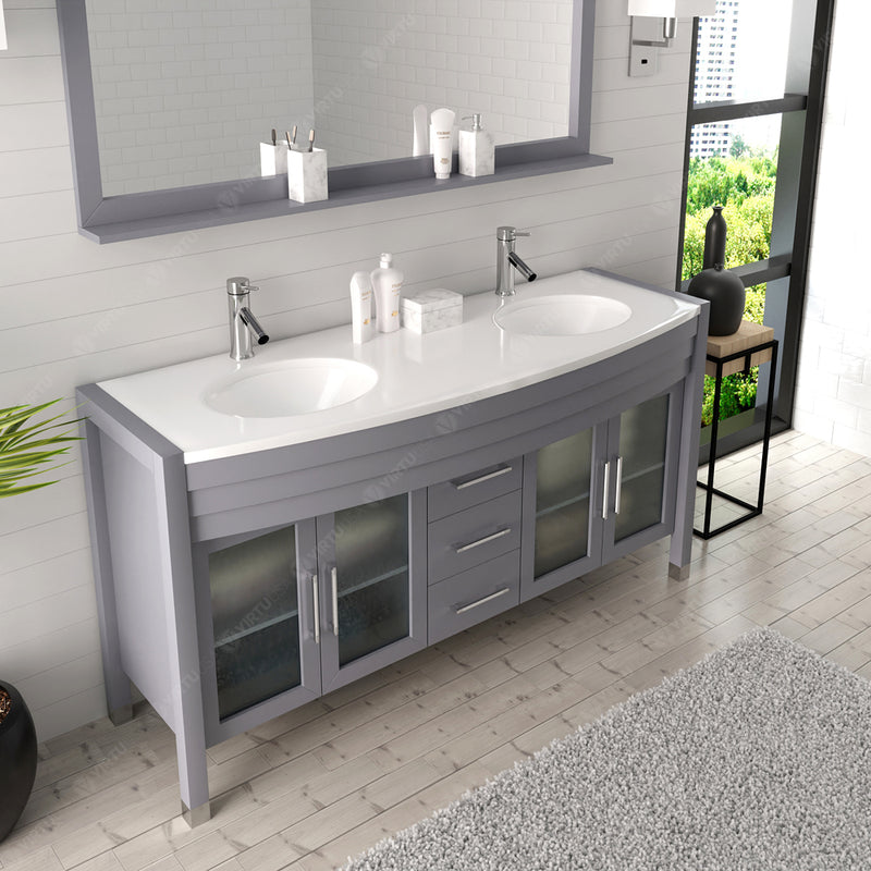 Modern Fittings Ava 63" Double Bath Vanity with Engineered Stone Top and Round Sinks