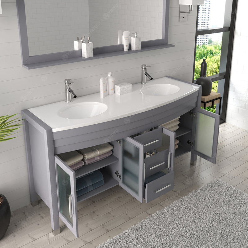 Modern Fittings Ava 63" Double Bath Vanity with Engineered Stone Top and Round Sinks Faucets