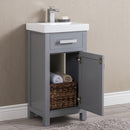 Water Creation 18" Cashmere Gray MDF Single Bowl Ceramics Top Vanity with Single Door From The MIA Collection MI18CR01CG-000000000