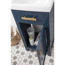 Water Creation 18" Monarch Blue MDF Single Bowl Ceramics Top Vanity with Single Door From The MIA Collection MI18CR06MB-000000000