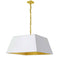 Dainolite 1 Light Large Aged Brass Milano Pendant White and Gold Shade MIL-L-AGB-692