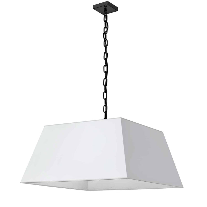 Dainolite 1 Light Large Black Milano Pendant White Shade MIL-L-BK-790