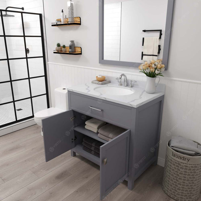 Modern Fittings Caroline 36" Single Bath Vanity with Calacatta Quartz Top and Round Sink