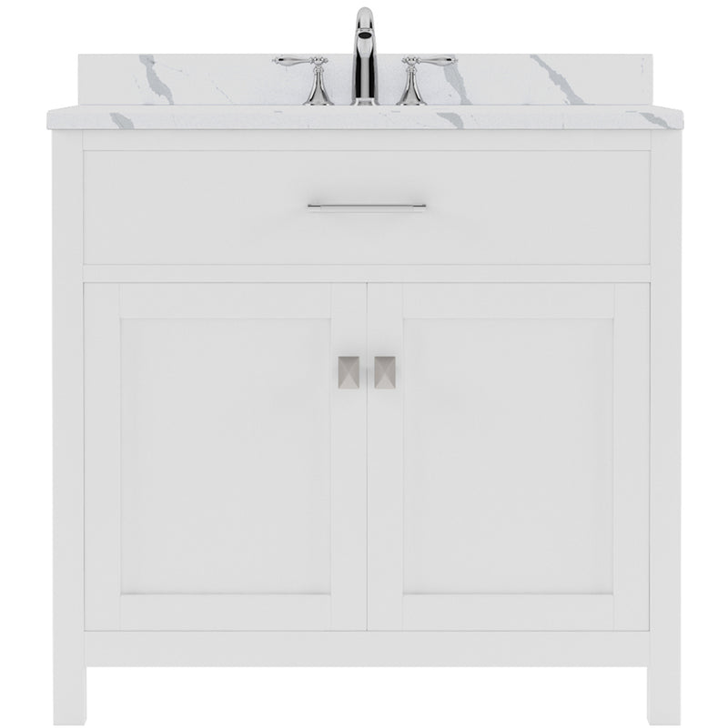 Modern Fittings Caroline 36" Single Bath Vanity with Calacatta Quartz Top and Round Sink