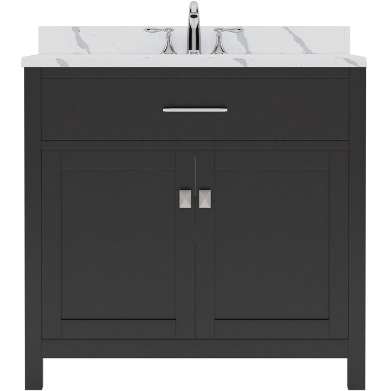 Modern Fittings Caroline 36" Single Bath Vanity with Calacatta Quartz Top and Square Sink