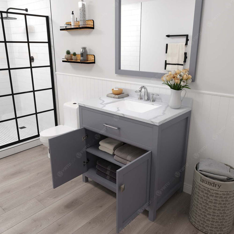 Modern Fittings Caroline 36" Single Bath Vanity with Calacatta Quartz Top and Square Sink