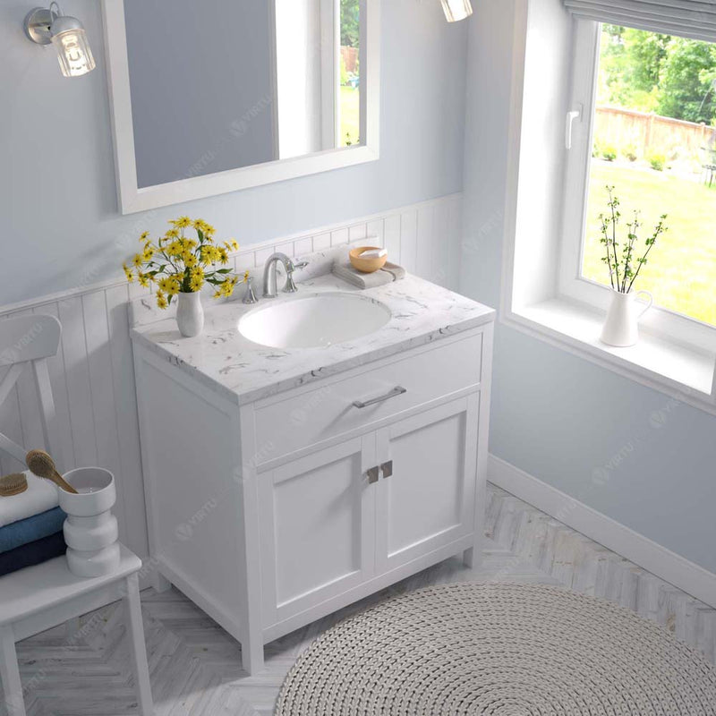 Modern Fittings Caroline 36" Single Bath Vanity with Cultured Marble Quartz Top and Round Sink