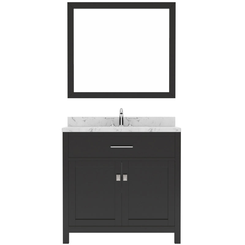 Modern Fittings Caroline 36" Single Bath Vanity with Cultured Marble Quartz Top and Square Sink Faucet