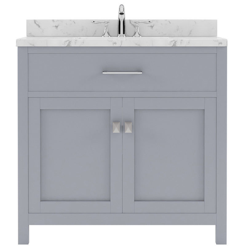 Modern Fittings Caroline 36" Single Bath Vanity with Cultured Marble Quartz Top and Square Sink