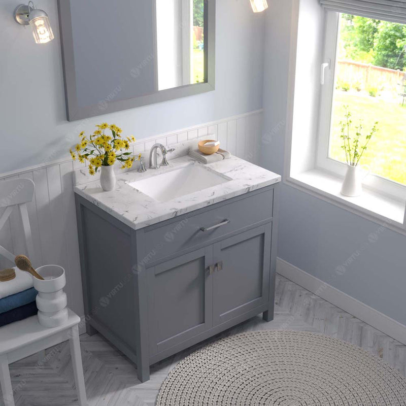 Modern Fittings Caroline 36" Single Bath Vanity with Cultured Marble Quartz Top and Square Sink