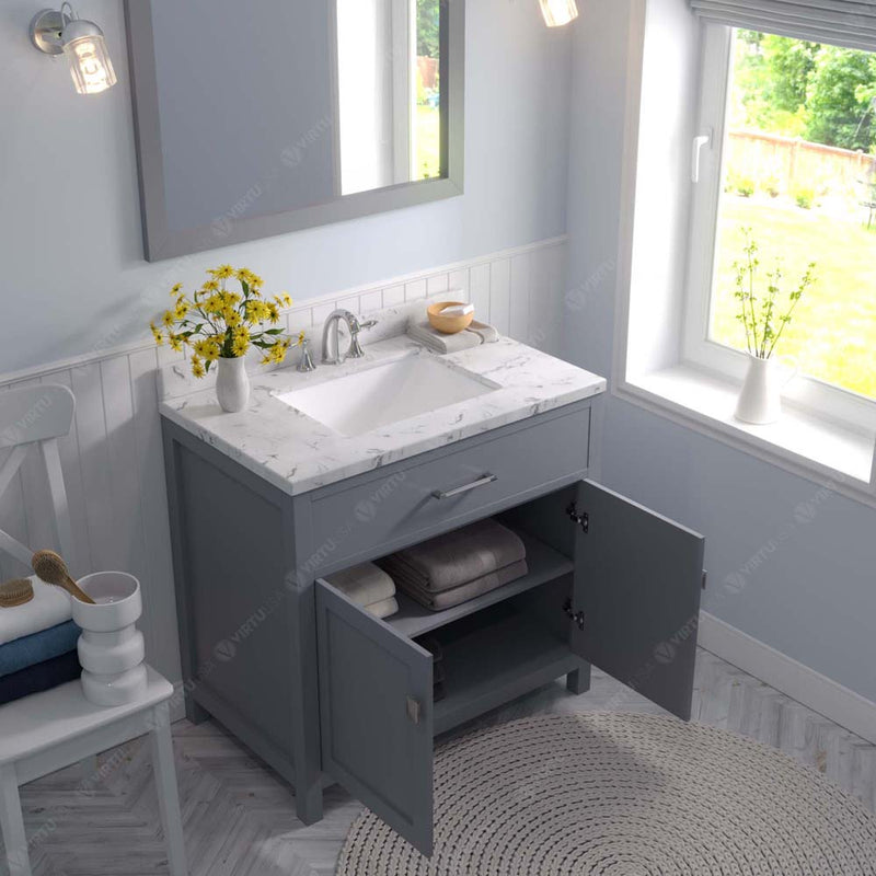 Modern Fittings Caroline 36" Single Bath Vanity with Cultured Marble Quartz Top and Square Sink