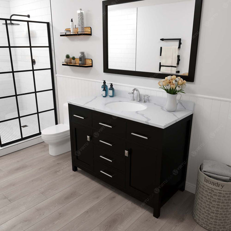 Modern Fittings Caroline 48" Single Bath Vanity with Calacatta Quartz Top and Round Sink Faucet