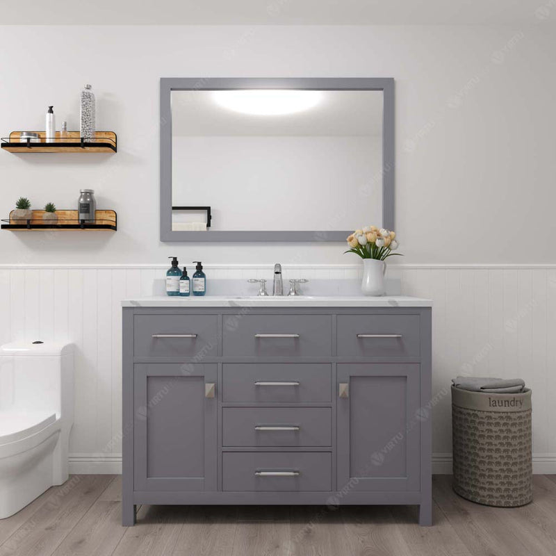 Modern Fittings Caroline 48" Single Bath Vanity with Calacatta Quartz Top and Round Sink Faucet