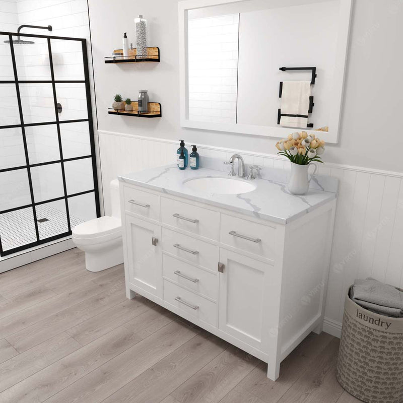 Modern Fittings Caroline 48" Single Bath Vanity with Calacatta Quartz Top and Round Sink