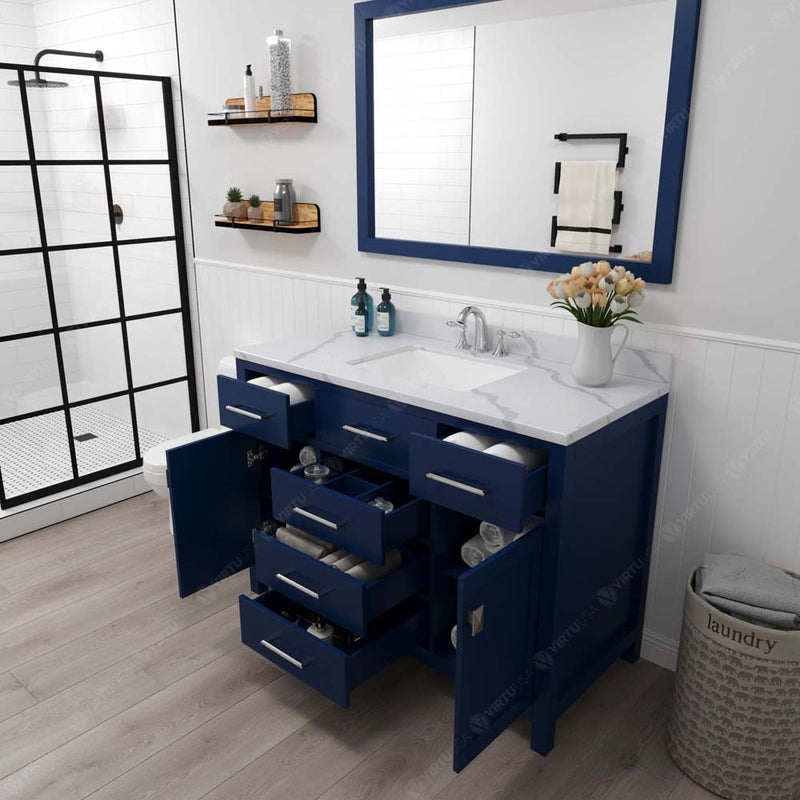 Modern Fittings Caroline 48" Single Bath Vanity with Calacatta Quartz Top and Square Sink